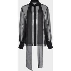 Valentino Blusar Valentino Scarf Detail Floral Lace Blouse - Black