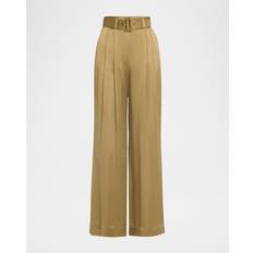 Zimmermann Gröna Byxor & Shorts Zimmermann Belted Silk Tuck Pants - Khaki
