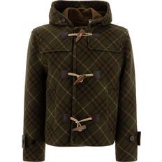 Burberry Check Duffle Coat - Giacche Verde/Green