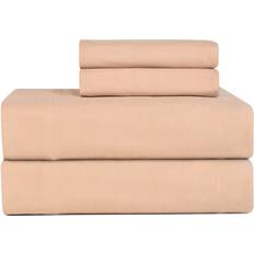 Flannel Set Twin XL Bed Sheet Beige