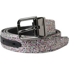 Dolce & Gabbana Unisex Belts Dolce & Gabbana Multicolor Embellished Buckle Belt Gray