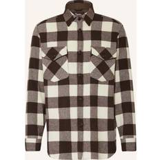 Woolrich Hemden Woolrich Check Overshirt in Pure Cashmere - Snyder Brown