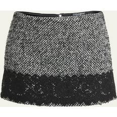 Dolce & Gabbana Skirts Dolce & Gabbana Tweed Wool Mini Skirt with Lace Trim Multicolor