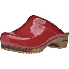 Rood - Vrouw Klompen Sanita Wood-Classic Patent Open Clog - Red