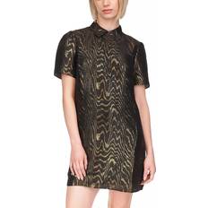 Michael Kors Metallic Moiré Silk Blend T-Shirt Dress - Black