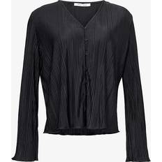 Samsøe Samsøe Bluser Samsøe Samsøe Sauma Blouse Pleated V-Neck Bluse Med Batwing Ærmer - Black