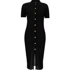 Versace Kjoler Versace Strikket Minikjole Med Dyb Slids - Sort