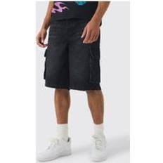 Regular Cargo Denim Jorts - Black