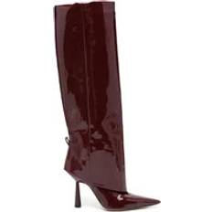 Damen - Kunstleder Hohe Stiefel Giaborghini Boots - Bordeaux