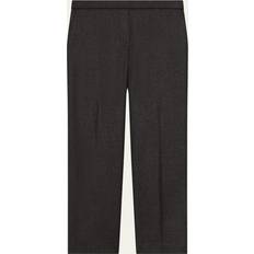 Flannel Trousers & Shorts Theory Virgin Wool Flannel Cropped Pull-On Pants - BLK