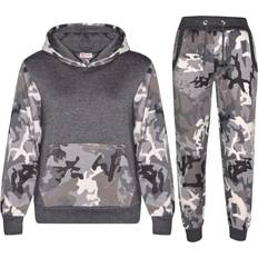 Grey Tracksuits A2Z Kids Camo Charcoal Contrast Tracksuit - Grey