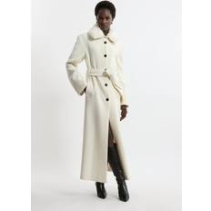 White - Wool Coats Karen Millen Premium Italian Manteco Wool Maxi Coat - Ivory