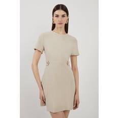 Karen Millen Dresses Karen Millen Compact Stretch Essential Waist Mini Dress - Beige