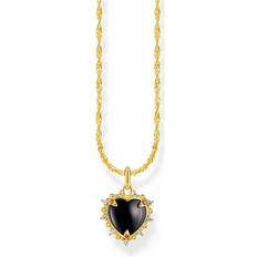 Thomas Sabo Gold-plated Necklace with Pendant - Yellow Gold/Black/White/Dark Red
