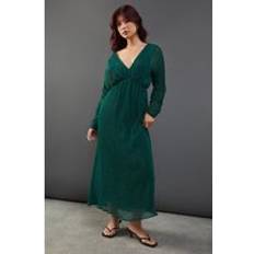 Clothing Warehouse Micro Pleat Batwing Midi Dress - Green