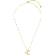 Orelia Moon Crystal Star Necklace - Pale Gold