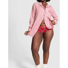 PINK Nightgowns PINK Festive Flannel Velvet-Trim Sleepshirt -