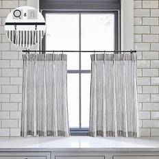 Beige - Stripes Curtains Home Black Cream Striped Curtains 24 Inch