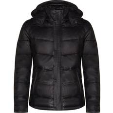 Infinity Leather Men's Puffer Bomber Jacket - Black