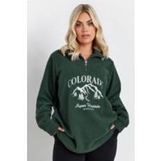 Green - Women Tops Yours Colorado Quarter Zip Fleece - Dark Green