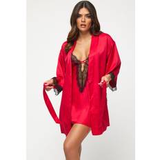 Dame - Rød Morgenkåber & Badekåber Ann Summers Dark Red Satin Cherryann Robe Dressing Gown