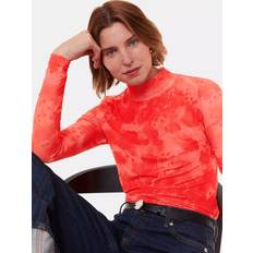 Red Blouses Whistles Blurred Blooms Mesh Top - Red