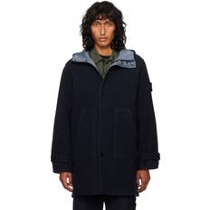 Stone Island Men Coats Stone Island Wool Nylon Panno Double Coat - Navy Blue