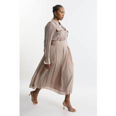 Clothing Karen Millen Plus Size Woven Pleated Midi Skirt - Champagne