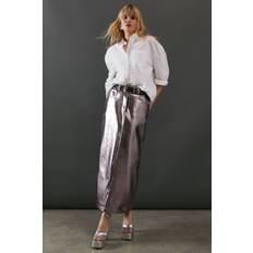 Clothing Warehouse Metallic Pencil Skirt - Silver