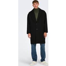 Günstig Herren Mäntel Only & Sons Oversized Mantel Mit Reverskragen Modell Black