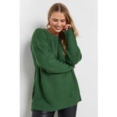 6XL - Woman Jumpers Yours Plus Size Long Sleeved Knitted Jumper - Dark Green