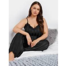 Black Pyjamas Yours Satin Pyjama Set - Black