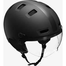 Btwin Fahrradhelm City CBH 580 mit Visier schwarz EINHEITSFARBE L/59-62cm