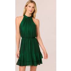 Adrianna Papell Metallic Halterneck Dress - Emerald Green