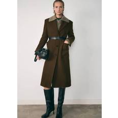 Beige - Wool Coats Mango Atenea Kvinde Coat - Beige/Khaki Frakker