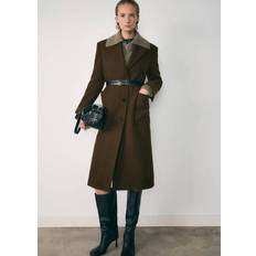 Wool Coats Mango Virgin Wool Coat With Pockets - Khaki