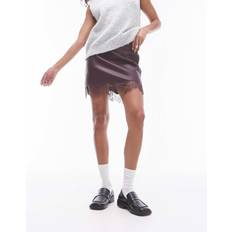 Topshop Faux Leather Lace Insert Mini Skirt - Burgundy/Red