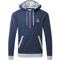 Original Penguin 1/4 Zip Hoodie - Black Iris Heather