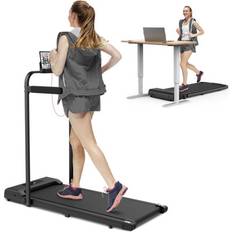 2 In 1 Folding Treadmill With Side Handrails Walking Running Machine For Home Cardio Exercise-Black One Size