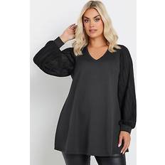 5XL - Woman Blouses Yours Curve Pleated Sleeve Vneck Top - Forest Green