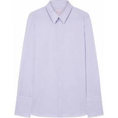 Striped Shirts Thomas Pink Textured Stripe Tailored Cotton Shirt - Purple