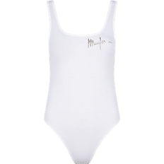 Argent Lingerie sculptante MUGLER Logo Bodysuit - White