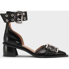 Ganni Skor Ganni Buckle Open Cut Pump Naplack - Black