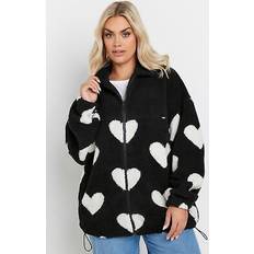 6XL - Woman Jackets Yours Plus Size Love Heart Fleece Jacket - Black