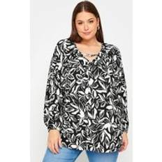 Yours Floral Print Blouse - Black