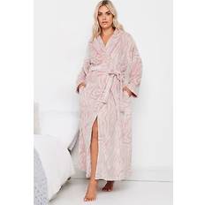 Sleepwear Yours Curve Plus Size Shawl Collar Maxi Dressing Gown - Pink