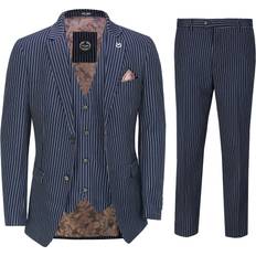 Xposed Mens Classic 3 Piece Pin Stripe Suit - Grey