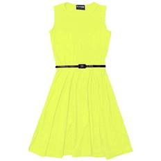 Boys - Yellow Dresses A2Z Kids Girls Skater Dress With Free Belt - Neon Yellow