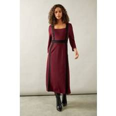 Clothing Wallis Ponte Contrast Button Midi Dress - Berry