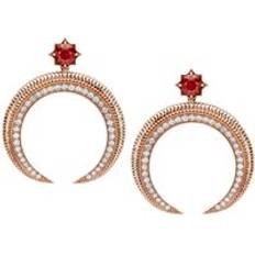 Rose Gold Earrings Faberge Ruby Diamond Earrings - Rose Gold